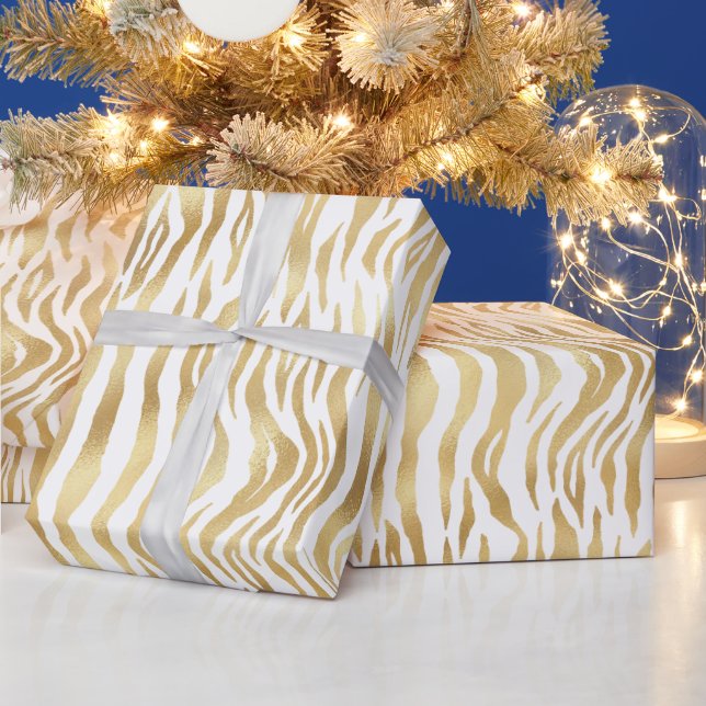 Papier Cadeau Elegant Gold Zebra Stripes (Vacances)