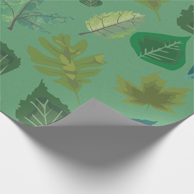 Papier Cadeau Elegant Green Leaf Pattern Wrapping Paper  (Coin)