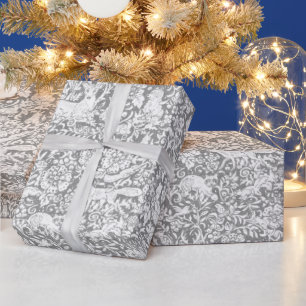 Papier Cadeau Élégant gris Noël Bois Animaux rennes