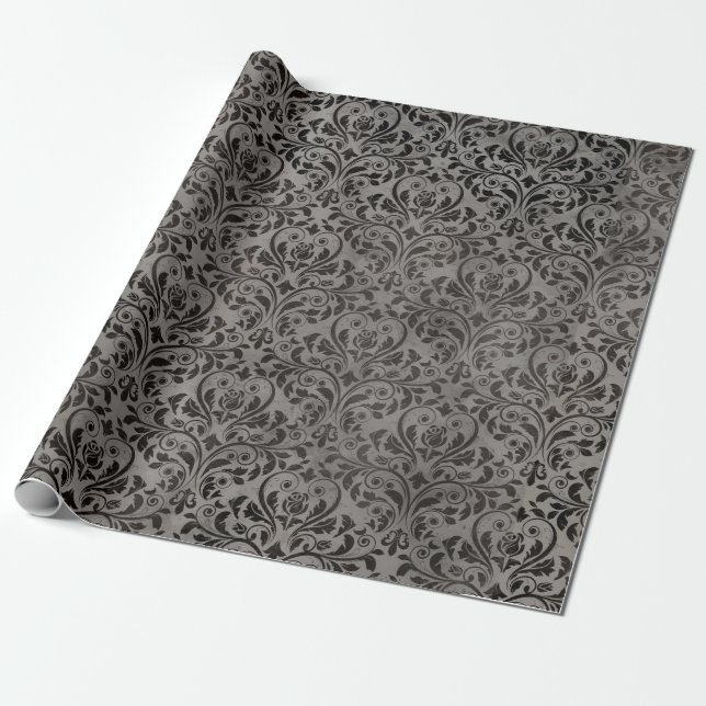 Papier Cadeau Élégant gris victorien (Déroulé)