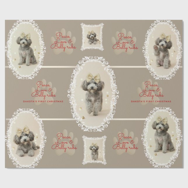Papier Cadeau Elegant Holiday Puppy Wrapping Paper (Customize) (Plat)