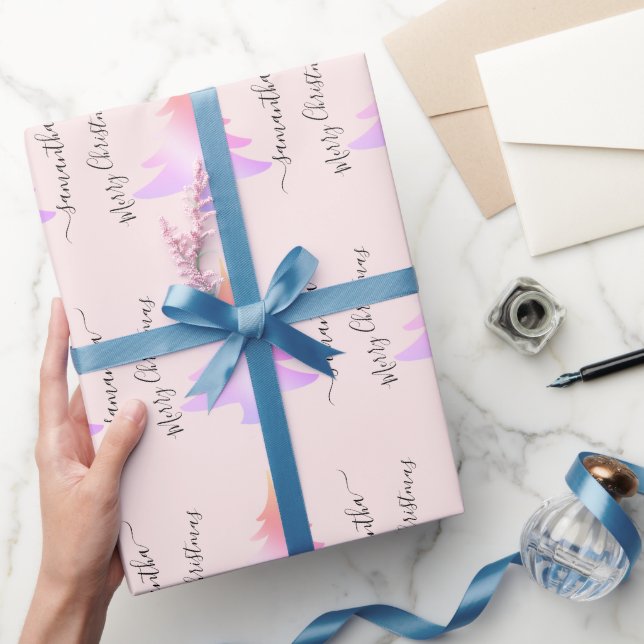 Papier Cadeau Élégant holographe motif de sapin de Noël (Cadeaux)