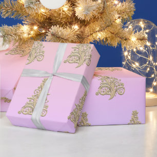Papier Cadeau Élégant Holographique Gold Motif Arbre de Noël