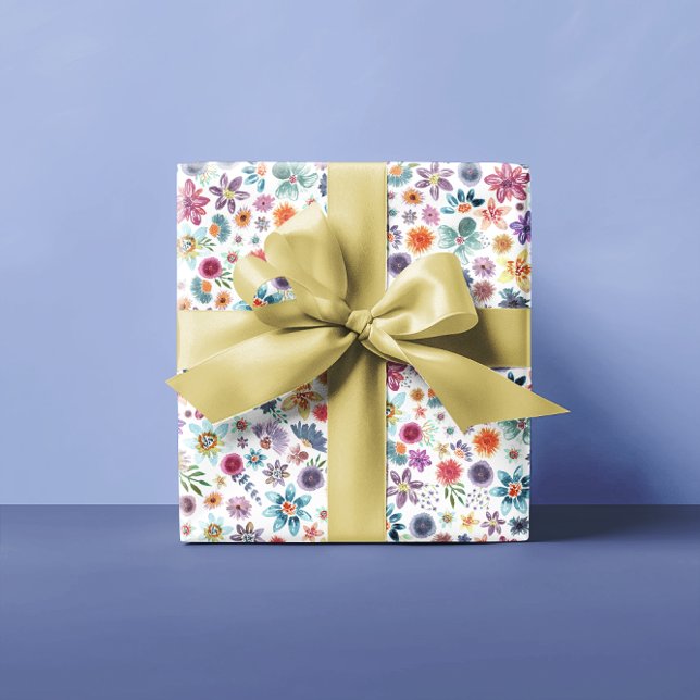 Papier Cadeau Elégant Jardin Botanique Floral Fleur sauvage Beig (Créateur téléchargé)