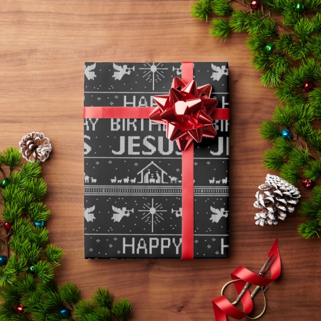 Papier Cadeau Élégant Joyeux Noël chrétien Religieux (Cadeau de vacances)