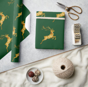 Papier Cadeau Élégant Joyeux Noël Gold Reindeer xmas festif