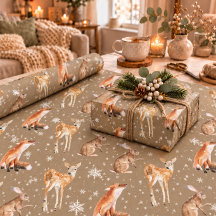 Élégant Kraft Rustique Animaux Hiver Flocons de Ne