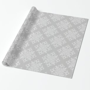 Papier Cadeau Élégant Lacy Grey Damask