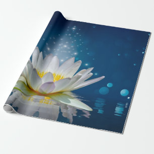 Papier Cadeau Élégant Lotus Blanc