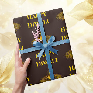 Papier Cadeau Elégant mandala diya or diwali texte personnalisé