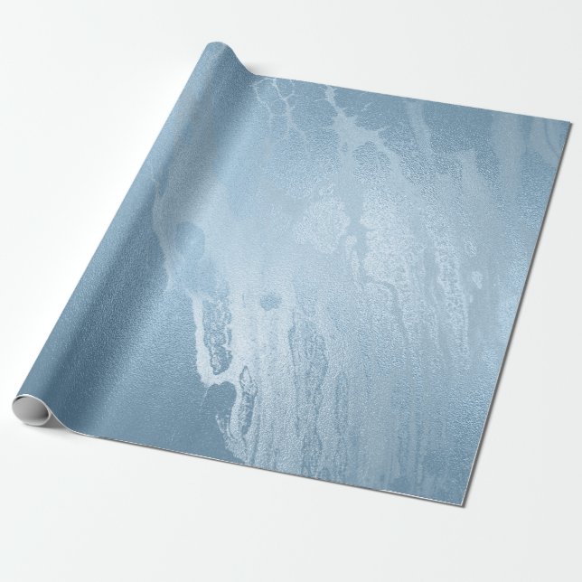 Papier Cadeau Élégant marbre bleu frais et moderne (Déroulé)