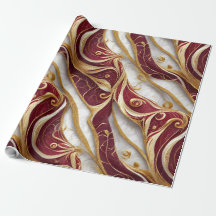 Papier cadeau élégant Marbre Bourgogne & Or