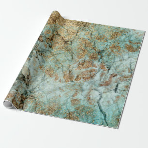 Papier Cadeau Elégant marbre Jade et Parties scintillant d'or F
