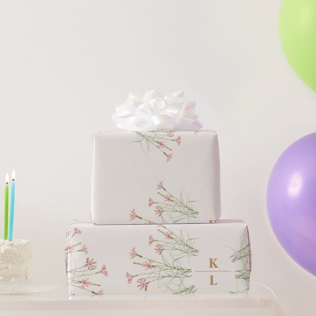 Papier Cadeau Élégant Mariage Fleur Sauvage Charme (Cadeaux de fête)