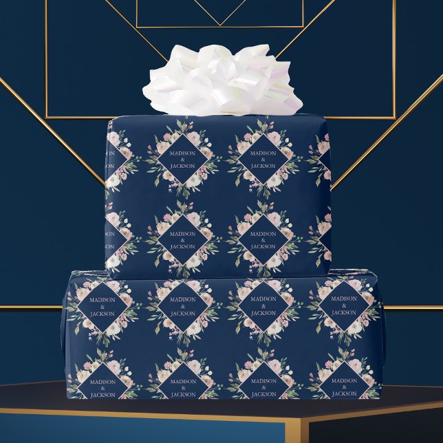 Papier Cadeau Élégant Mariage floral Blush Blush Pony rose (Créateur téléchargé)