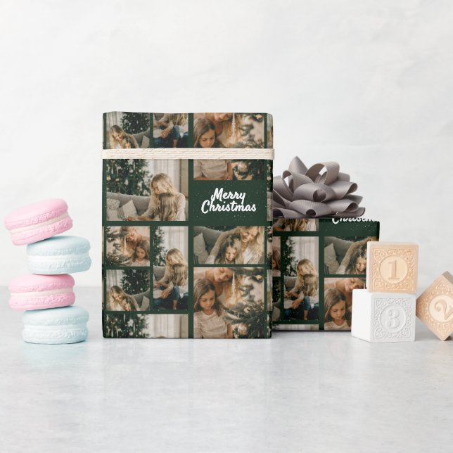 Papier Cadeau Elegant Merry Christmas Collage Green (Baby Shower)