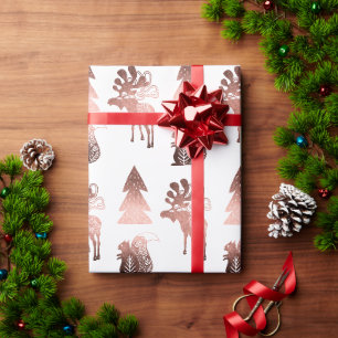 Papier Cadeau Élégant mignon rose en cuivre motif de Noël