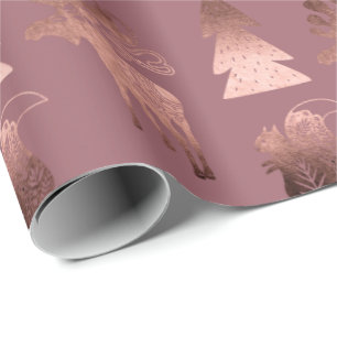 Papier Cadeau Élégant mignon rose en cuivre motif de Noël