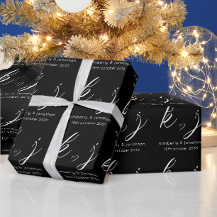 Papier Cadeau Élégant minimaliste personnalisé mariage Monogramm