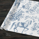 Papier Cadeau Élégant modèle floral de Cheval Blanc Bleu Vintage<br><div class="desc">Monochromatique subtile bleu poussiéreux toile de jouy motif avec chevaux et fleurs ornées. Parfait pour tous les amateurs de chevaux et d'équitation. Le cheval est un animal majestueux qui incarne le pouvoir spirituel de l'indépendance, de la liberté, de la force, du courage, de la noblesse, de l'endurance, de la confiance,...</div>
