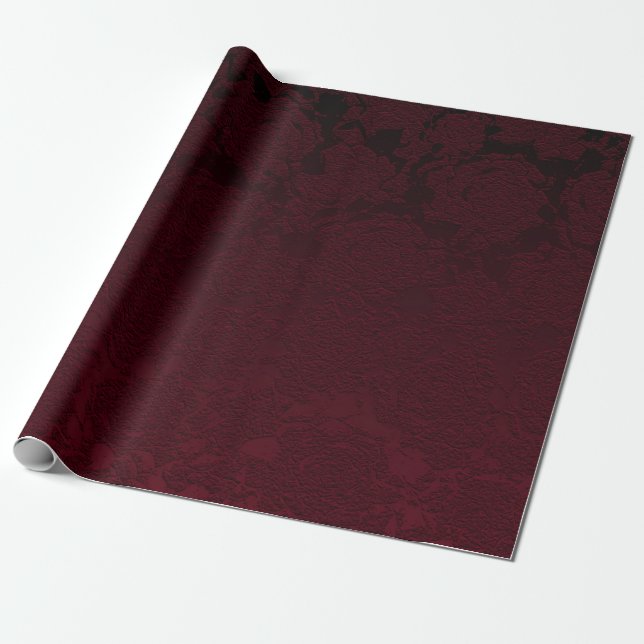 Papier Cadeau Elegant Modern Burgundy Floral Pattern (Déroulé)