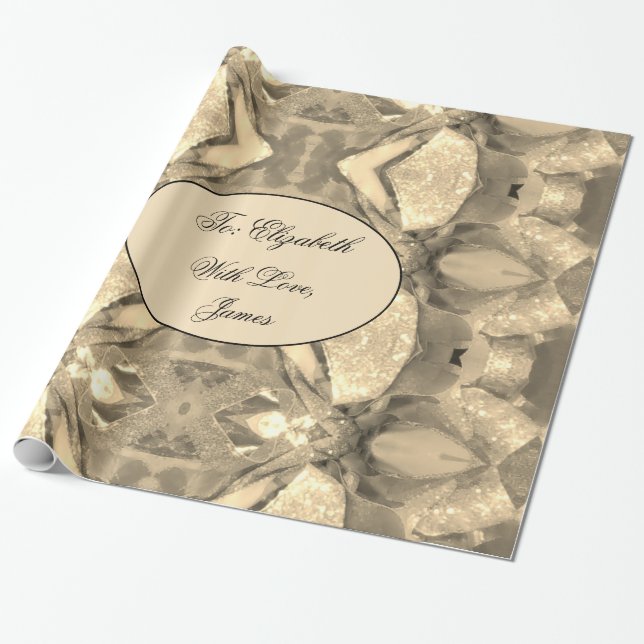 Papier Cadeau Élégant Moderne Chic Art Abstrait Faux Gold Sparkl (Déroulé)