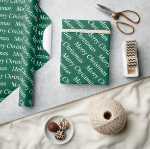 Papier Cadeau élégant moderne couleur verte personnalisée joyeux