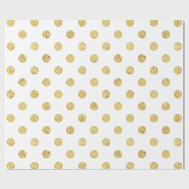 Papier Cadeau Elégant Motif à base de Polka Gold - Or & Blanc (Plat)