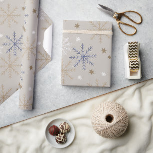 Papier Cadeau Élégant Motif beige Snowflake