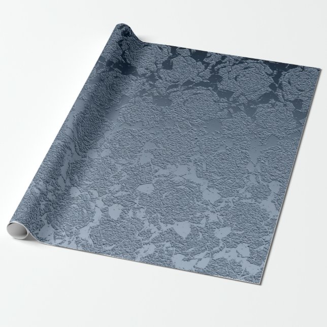 Papier Cadeau Elégant Motif bleu bleu bleu bleu floral (Déroulé)