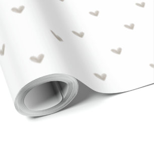 Papier Cadeau Élégant motif cœur taupe