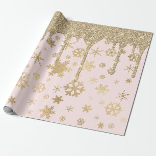 Papier Cadeau Élégant Motif de flocon de neige de Noël Gold