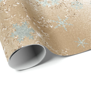Papier Cadeau Élégant Motif de flocon de neige Silver Gold