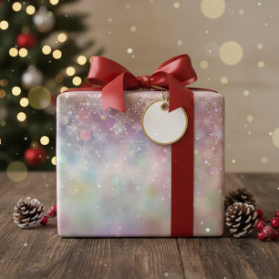 Papier Cadeau Élégant Motif De Flocon De Neige Sur Pink Pastel O