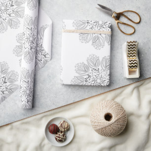 Papier Cadeau Élégant Motif de Mandala noir et blanc