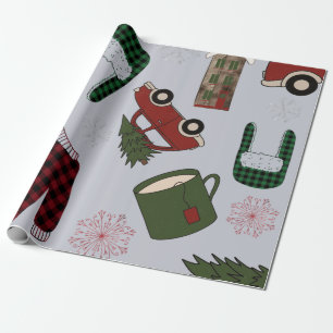 Papier Cadeau Élégant Motif de Noël
