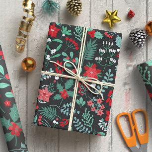 Papier Cadeau Élégant Motif de Noël Festif