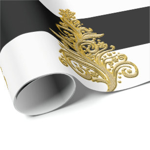 Papier Cadeau Élégant motif de Noël Gold