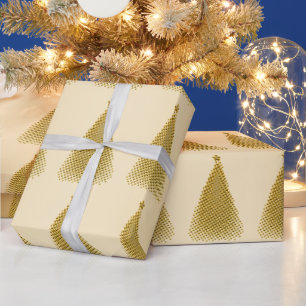 Papier Cadeau Élégant Motif de Noël Gold