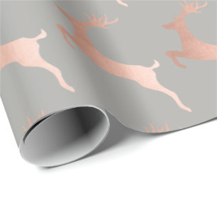 Papier Cadeau Élégant Motif de Noël gris-or Rose