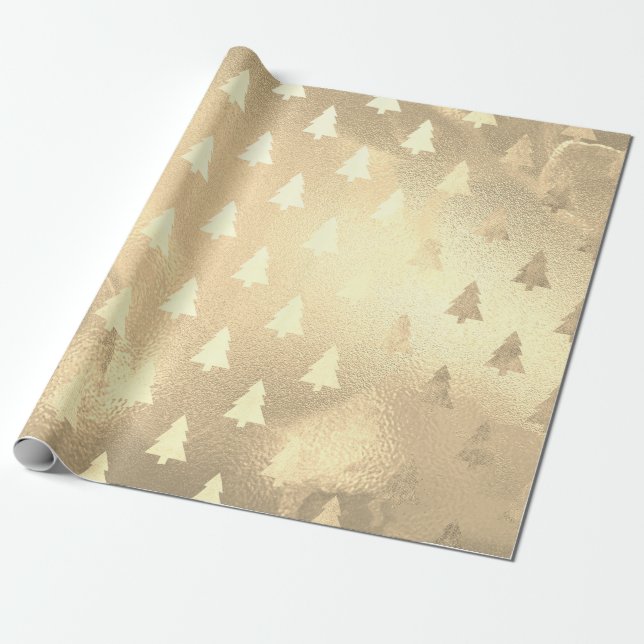 Papier Cadeau Élégant motif de Noël or moderne (Déroulé)
