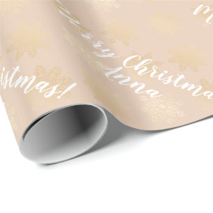 Papier Cadeau Élégant Motif de Noël personnalisé en or moder