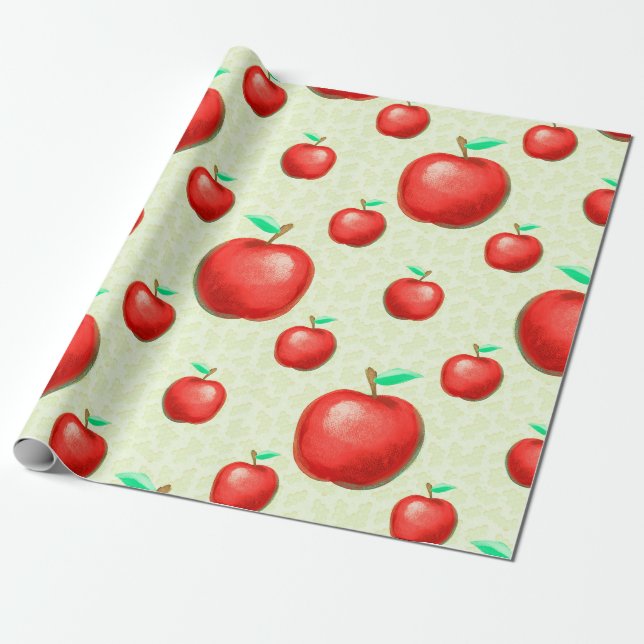 Papier Cadeau Élégant Motif de pommes Arrière - plan de cheville (Déroulé)