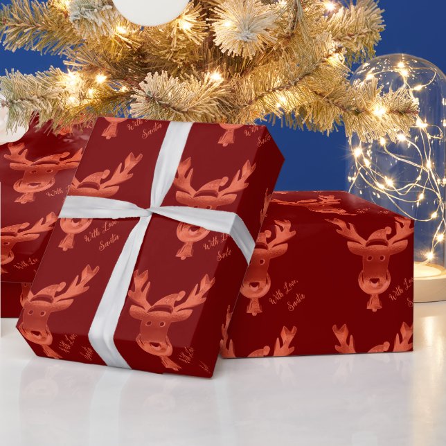 Papier Cadeau Élégant Motif de rennes rouges Noël mignon (Vacances)