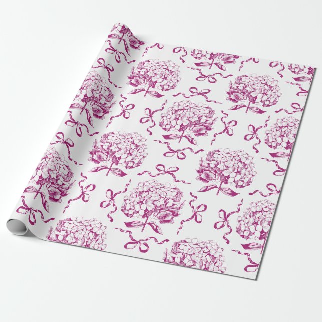 Papier Cadeau Élégant Motif de table de plongée Preppy rose Hydr (Déroulé)