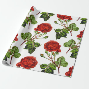 Papier Cadeau Élégant Motif des fleurs florales des roses roug