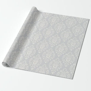 Papier Cadeau Elégant motif en argent Damask Luxe