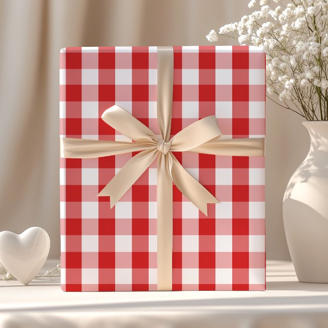 Papier Cadeau Élégant Motif En vichy rouge (Créateur téléchargé)