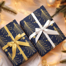 Élégant motif étoile sapin de Noël bleu marine or