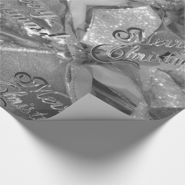 Papier Cadeau Élégant Motif Faux Silver Grey Noël (Coin)